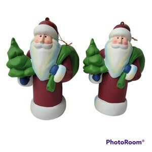 Susan Zulauf Santa Ornaments Christmas Table decor 6 in Set of 2 Tree & Sac
